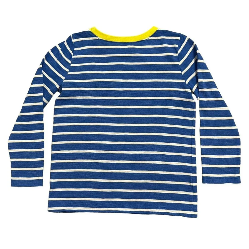 Old Navy 5T Blue & Yellow Striped Pocket Tee Shirt